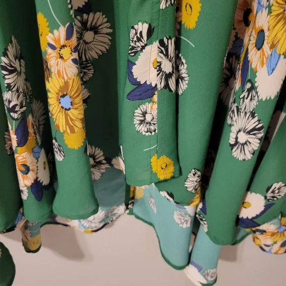 Uncle Frank Bohemian Boho Whimiscal Floral Green Peasant Dress. Size L - Picture 5 of 9